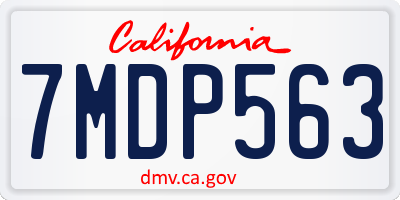 CA license plate 7MDP563