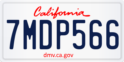 CA license plate 7MDP566