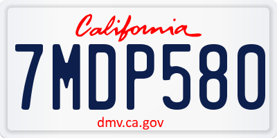 CA license plate 7MDP580