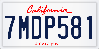 CA license plate 7MDP581