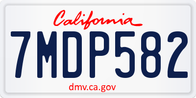 CA license plate 7MDP582