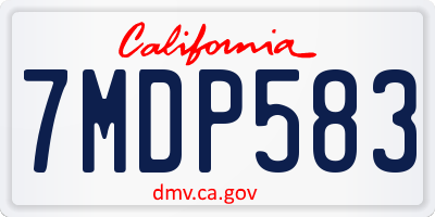 CA license plate 7MDP583