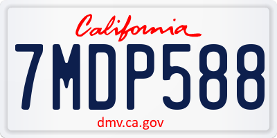 CA license plate 7MDP588