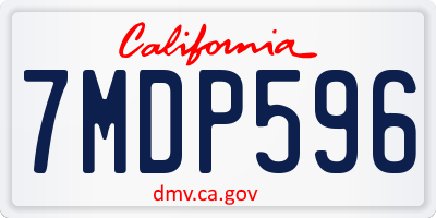 CA license plate 7MDP596