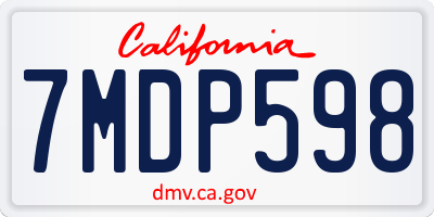 CA license plate 7MDP598