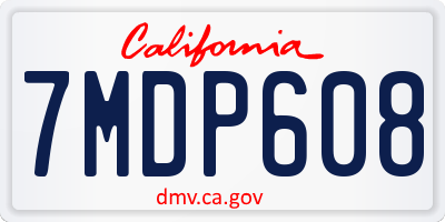 CA license plate 7MDP608