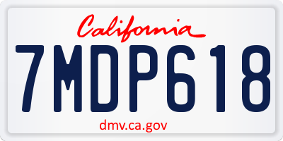 CA license plate 7MDP618