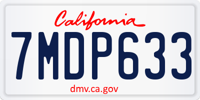 CA license plate 7MDP633