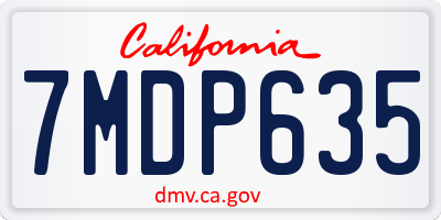 CA license plate 7MDP635
