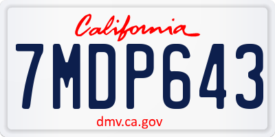 CA license plate 7MDP643
