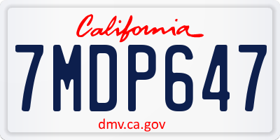 CA license plate 7MDP647