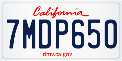 CA license plate 7MDP650