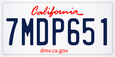 CA license plate 7MDP651