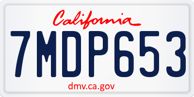 CA license plate 7MDP653