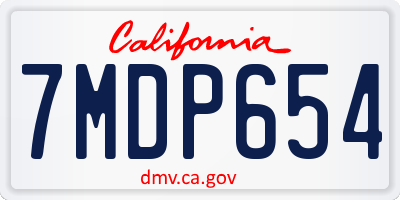 CA license plate 7MDP654