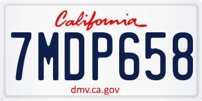 CA license plate 7MDP658