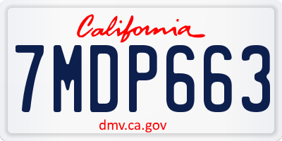 CA license plate 7MDP663