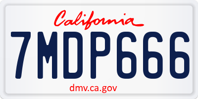 CA license plate 7MDP666