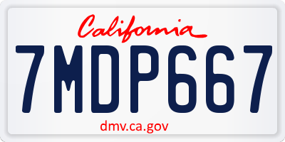 CA license plate 7MDP667
