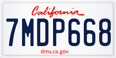 CA license plate 7MDP668