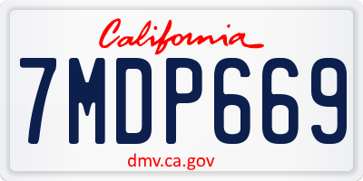 CA license plate 7MDP669