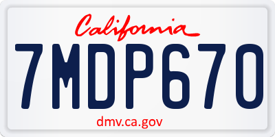 CA license plate 7MDP670