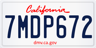 CA license plate 7MDP672