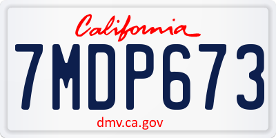 CA license plate 7MDP673