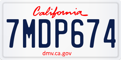 CA license plate 7MDP674