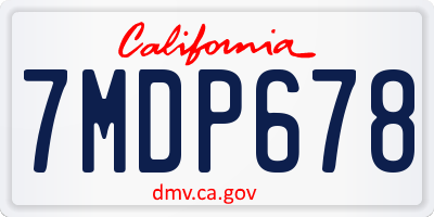 CA license plate 7MDP678