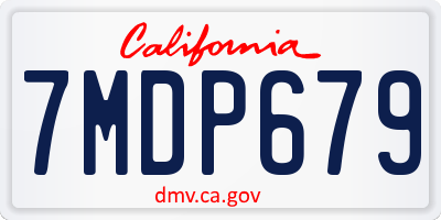 CA license plate 7MDP679