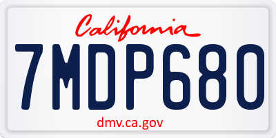 CA license plate 7MDP680