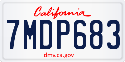 CA license plate 7MDP683