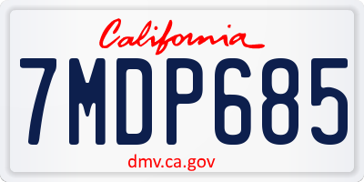 CA license plate 7MDP685