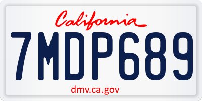 CA license plate 7MDP689