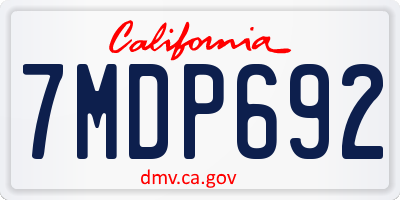 CA license plate 7MDP692
