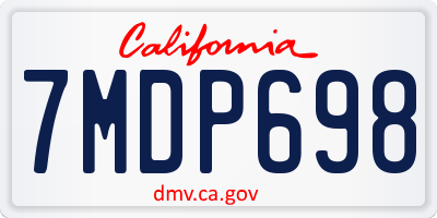 CA license plate 7MDP698