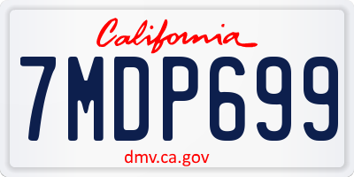 CA license plate 7MDP699