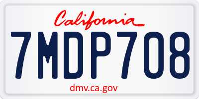 CA license plate 7MDP708