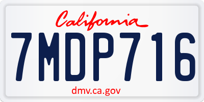 CA license plate 7MDP716