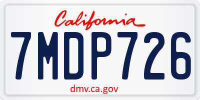 CA license plate 7MDP726