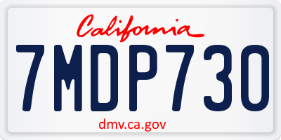 CA license plate 7MDP730