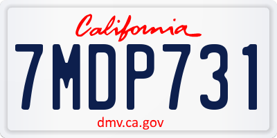 CA license plate 7MDP731