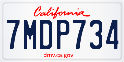 CA license plate 7MDP734