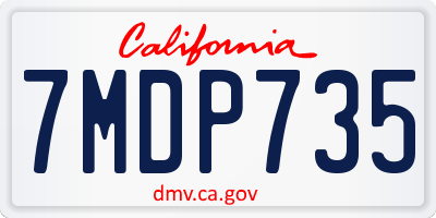 CA license plate 7MDP735