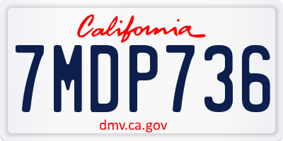 CA license plate 7MDP736