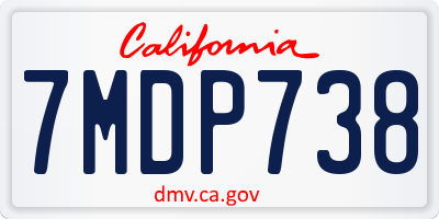 CA license plate 7MDP738