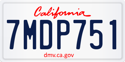 CA license plate 7MDP751