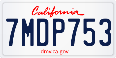CA license plate 7MDP753