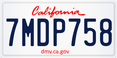 CA license plate 7MDP758